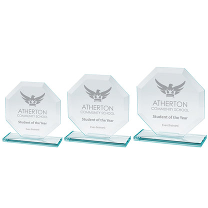 Oblivion - Jade Glass Trophy - Octagonal Award - Available in 3 Sizes