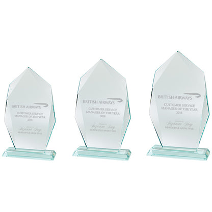 Innovate - Jade Glass Trophy - Multifaceted Crystal Shard - Available in 3 Sizes