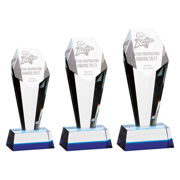 Prestige - Premium Crystal Trophy - Heptagonal Tapered Column - Available in 3 Sizes