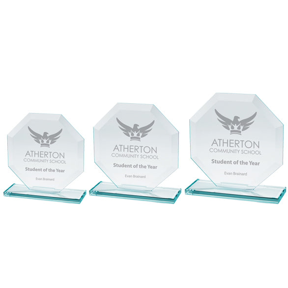 Oblivion - Jade Glass Trophy - Octagonal Award - Available in 3 Sizes