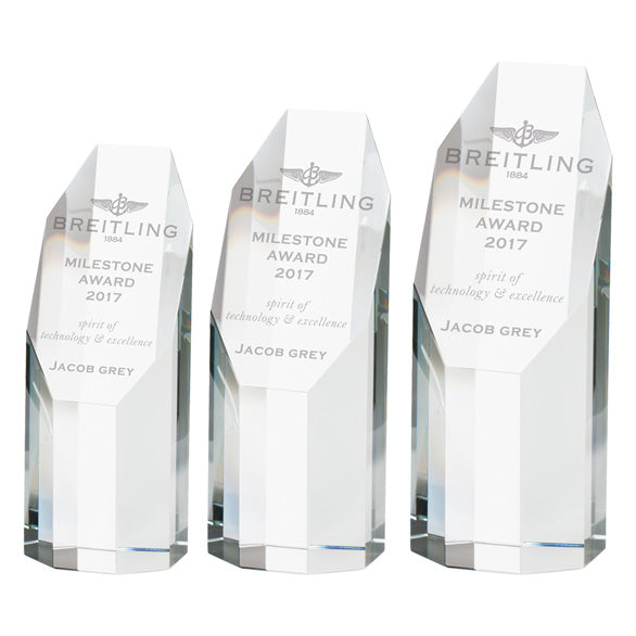 Apollo - Premium Crystal Trophy - Octagonal Column - Available in 2 Sizes