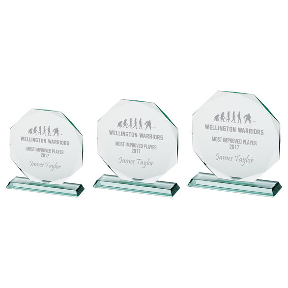Recognition - Jade Glass Octagon Award - Available in 3 Sizes