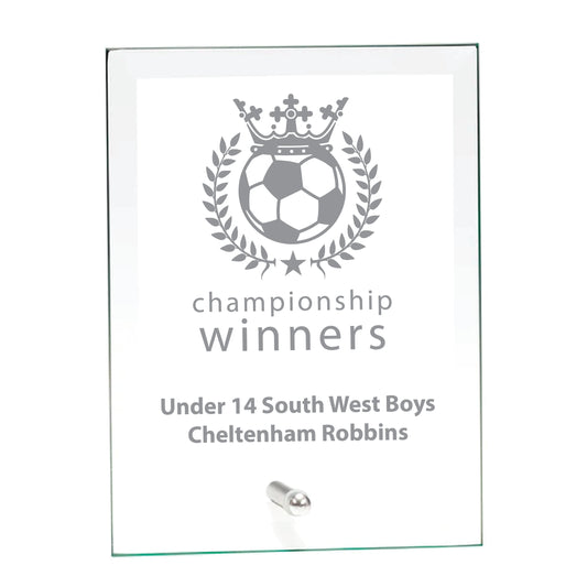 Strike Glass Plaque Football Championship Trophy