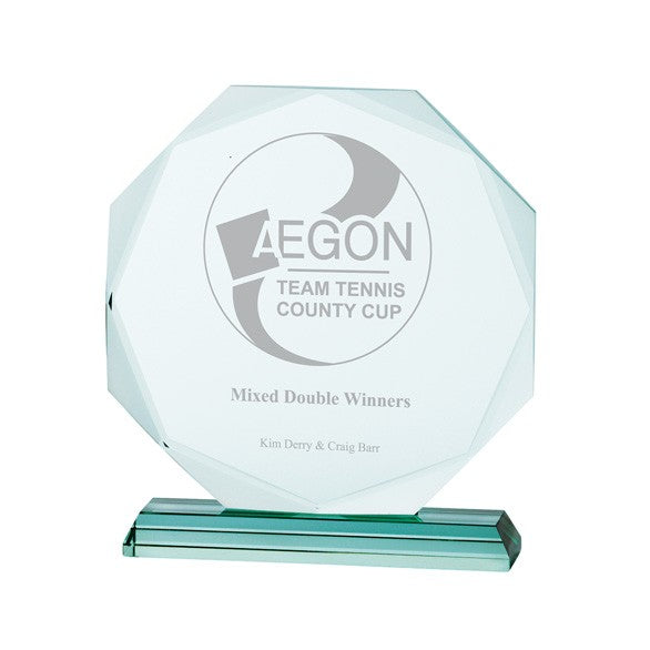 CR16138D - Jade glass octagon award by Gaudio Awards