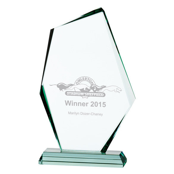 CR16140C Jade glass multifaceted trophy by Gaudio Awards