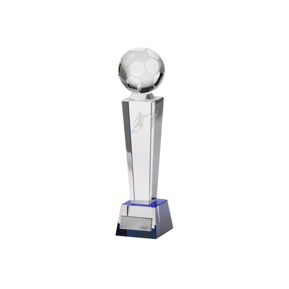 Legend Golf Trophy - Clear Crystal Golf Ball Mounted on Clear Crystal Column - Available in 3 Sizes